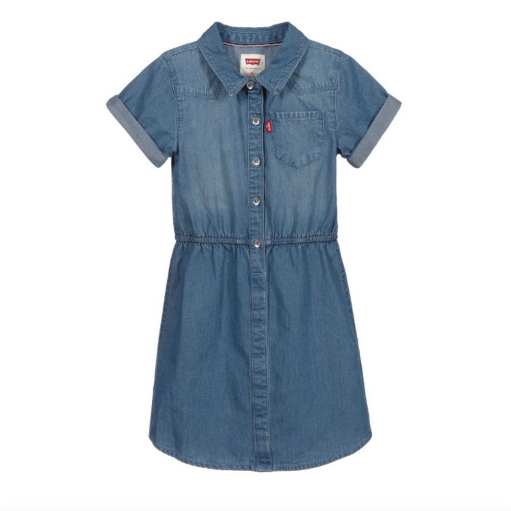 Levi's Girls Chambray Short Sleeve Denim Blue Jean Dress Lightweight NWT